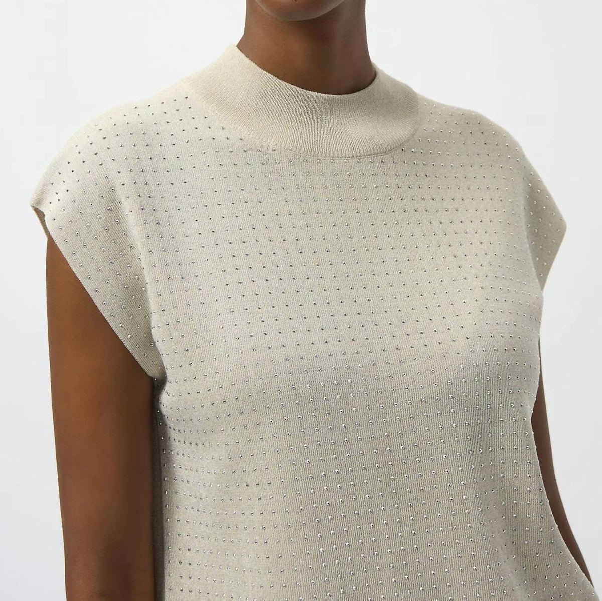Joseph Ribkoff - Mock Neck Embellished Sleeveless Top