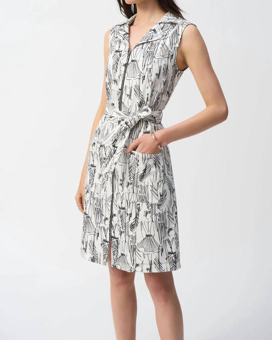 Joseph Ribkoff - Notched Collar Sleeveless Sheath Dress - clothing - dresses - midi