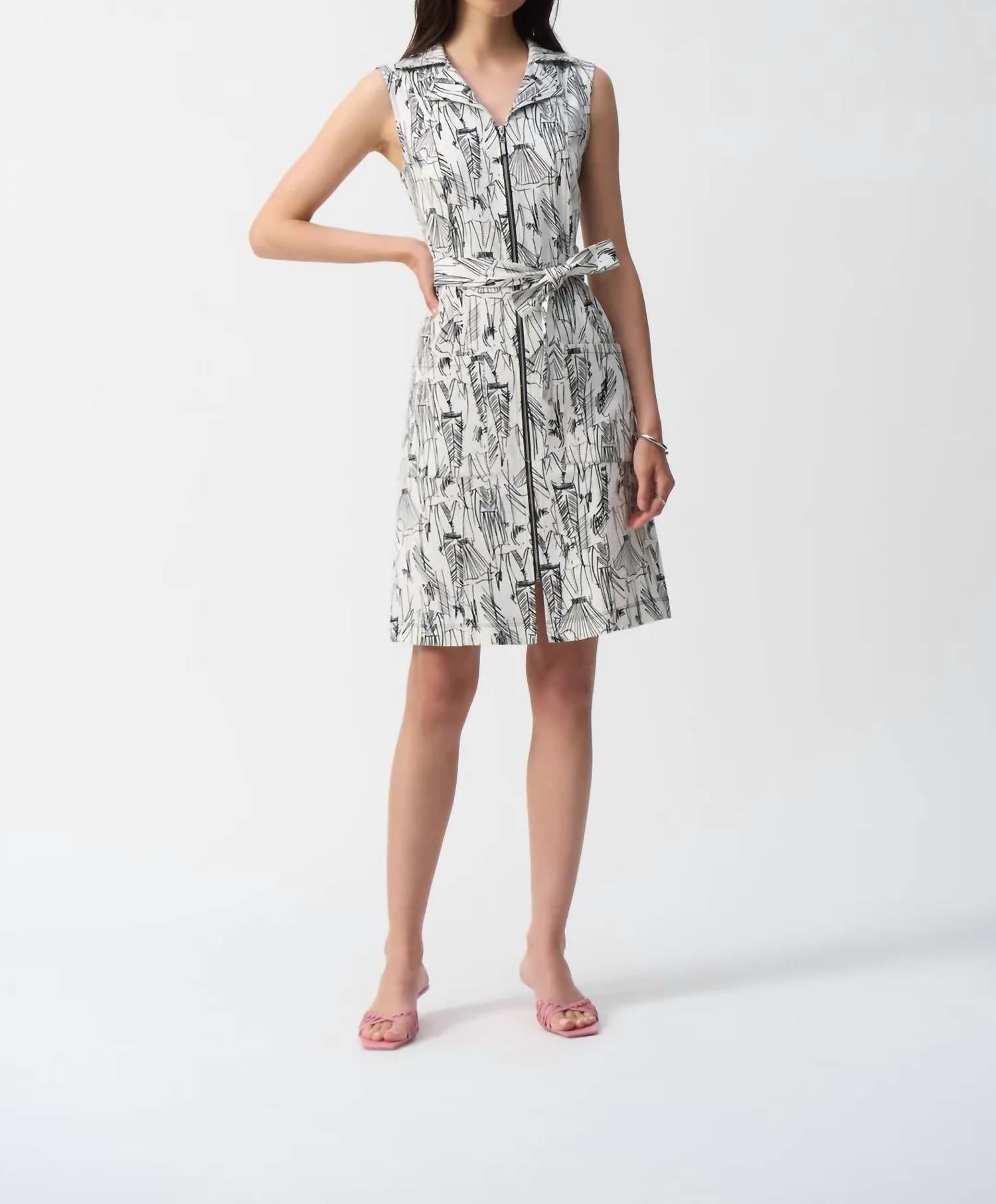 Joseph Ribkoff - Notched Collar Sleeveless Sheath Dress - clothing - dresses - midi