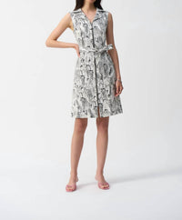Joseph Ribkoff - Notched Collar Sleeveless Sheath Dress - clothing - dresses - midi