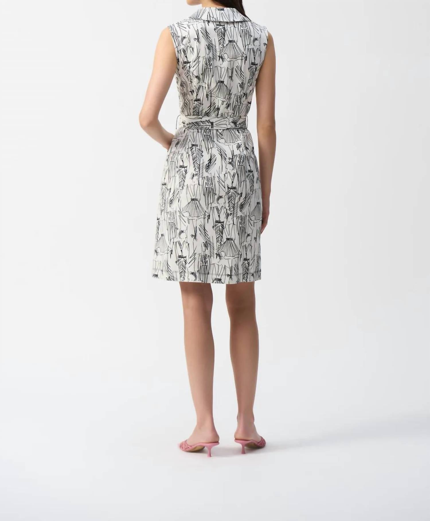 Joseph Ribkoff - Notched Collar Sleeveless Sheath Dress - clothing - dresses - midi