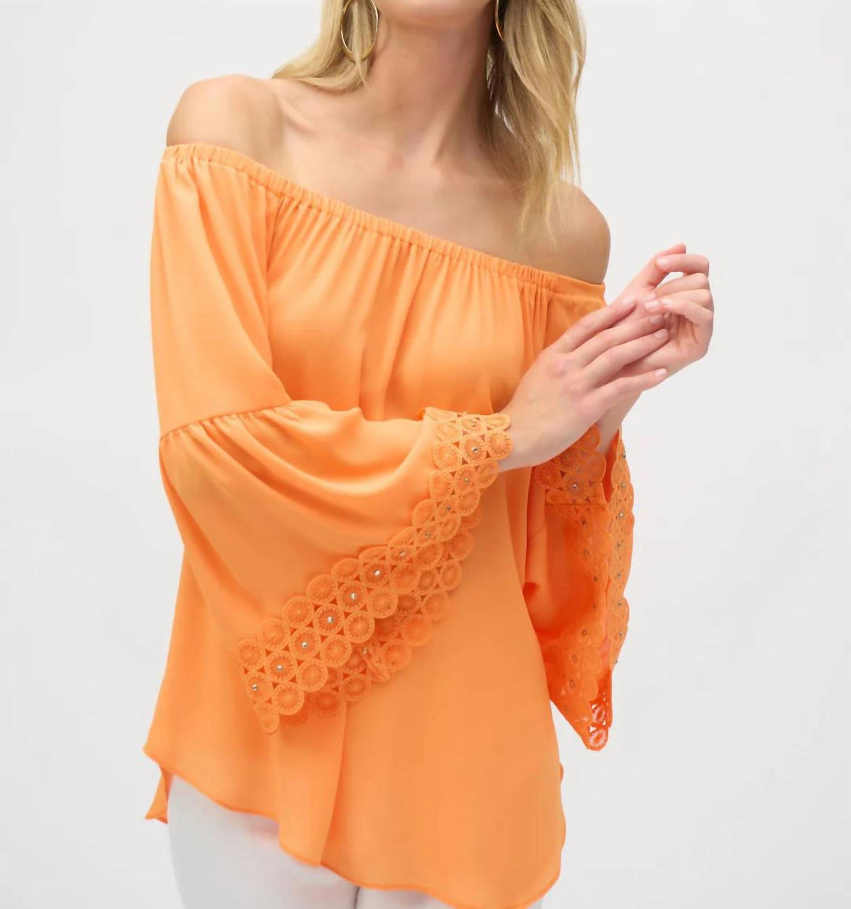Joseph Ribkoff - Off-shoulder Georgette Flared Top