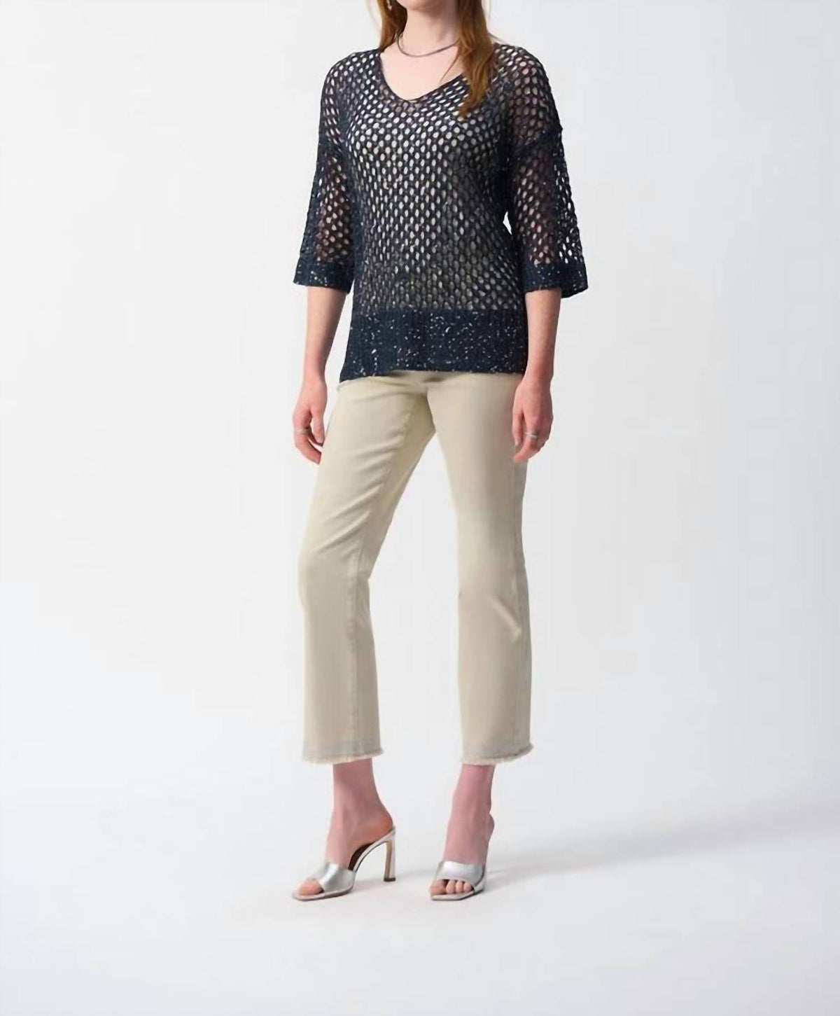 Joseph Ribkoff - Open Stitch Sweater With Sequins