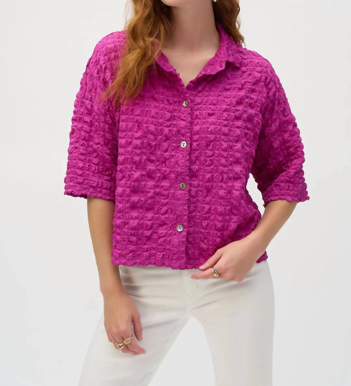 Joseph Ribkoff - Bubble Jacquard Button-down Blouse