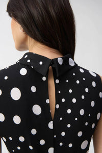 Joseph Ribkoff - Polka Dot Belted Midi Dress - black - clothing - dresses