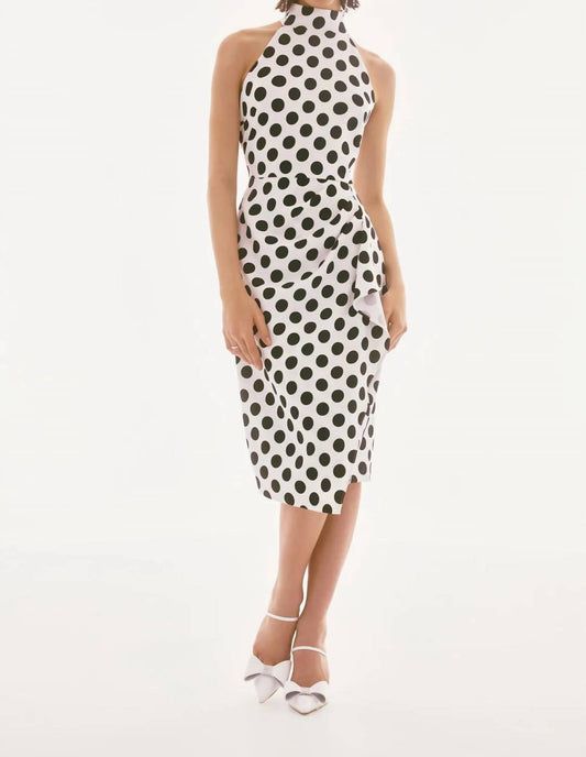 Joseph Ribkoff - Polka Dot Halter Dress - clothing - dresses - midi