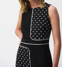 Joseph Ribkoff - Polka Dot Sleeveless Sheath Dress - black - clothing - dresses