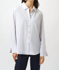 Joseph Ribkoff - Poplin Button-front Back Slit Three Quarter Sleeves Top