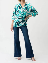 Joseph Ribkoff - Print Zip V-neck Tunic Top