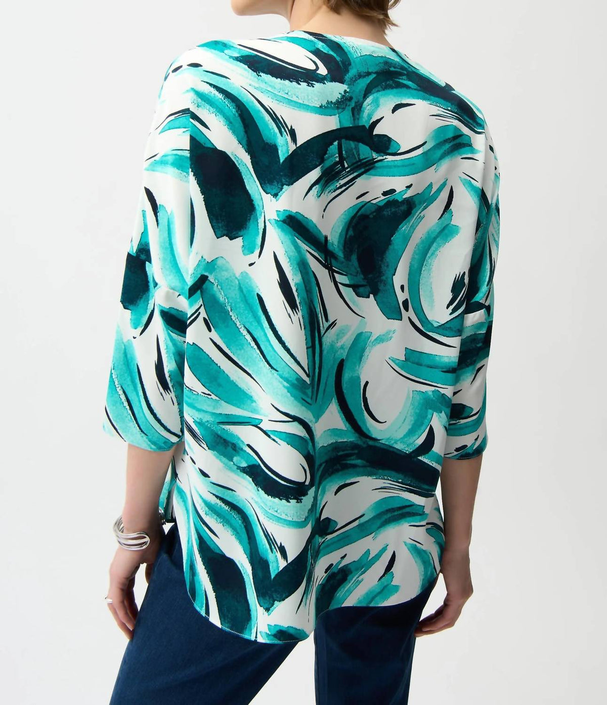 Joseph Ribkoff - Print Zip V-neck Tunic Top