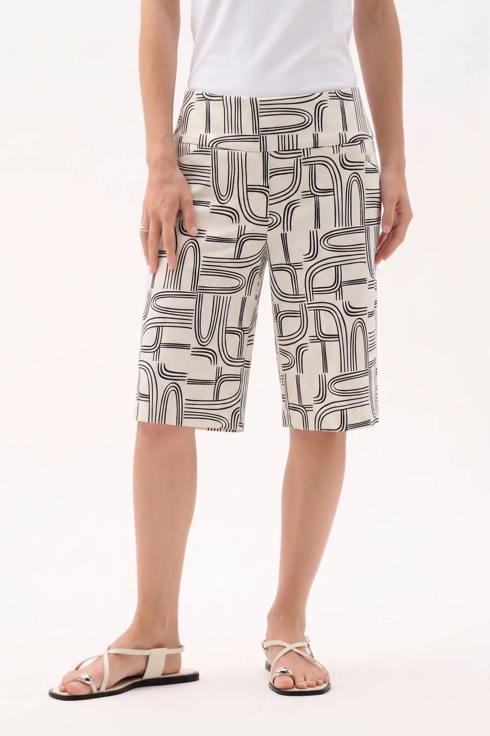 Joseph Ribkoff - Printed High Waist Pull On Bermuda Shorts