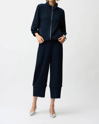 Joseph Ribkoff - Pull-on Seersucker Wide-leg Cropped Pants
