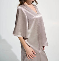 Joseph Ribkoff - Rhinestone Embellished Satin Blouse
