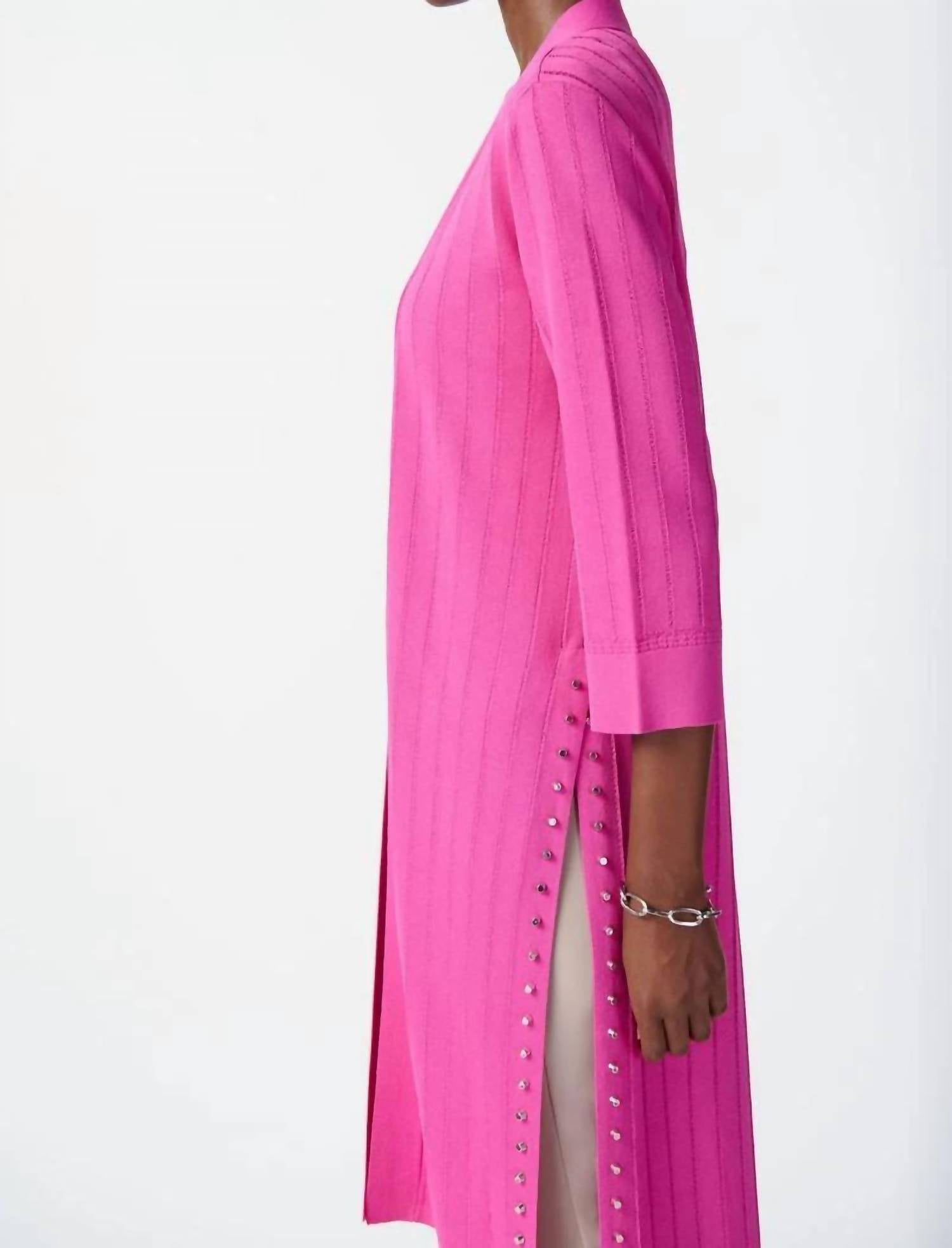 Joseph Ribkoff - Rib Knit Coverup Cardigan - cardigans - clothing - pink