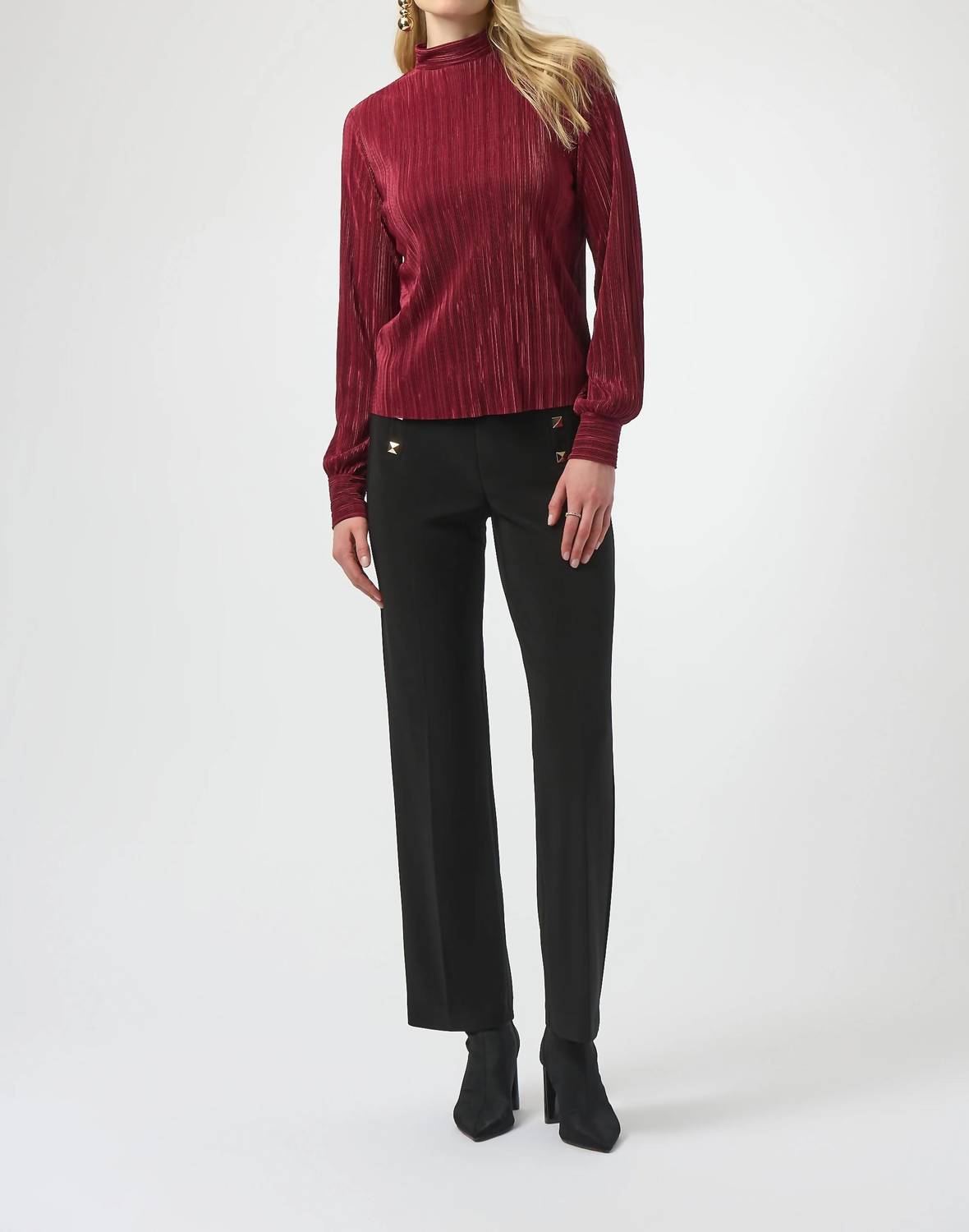 Joseph Ribkoff - Rivet Details Pull On Straight Pants