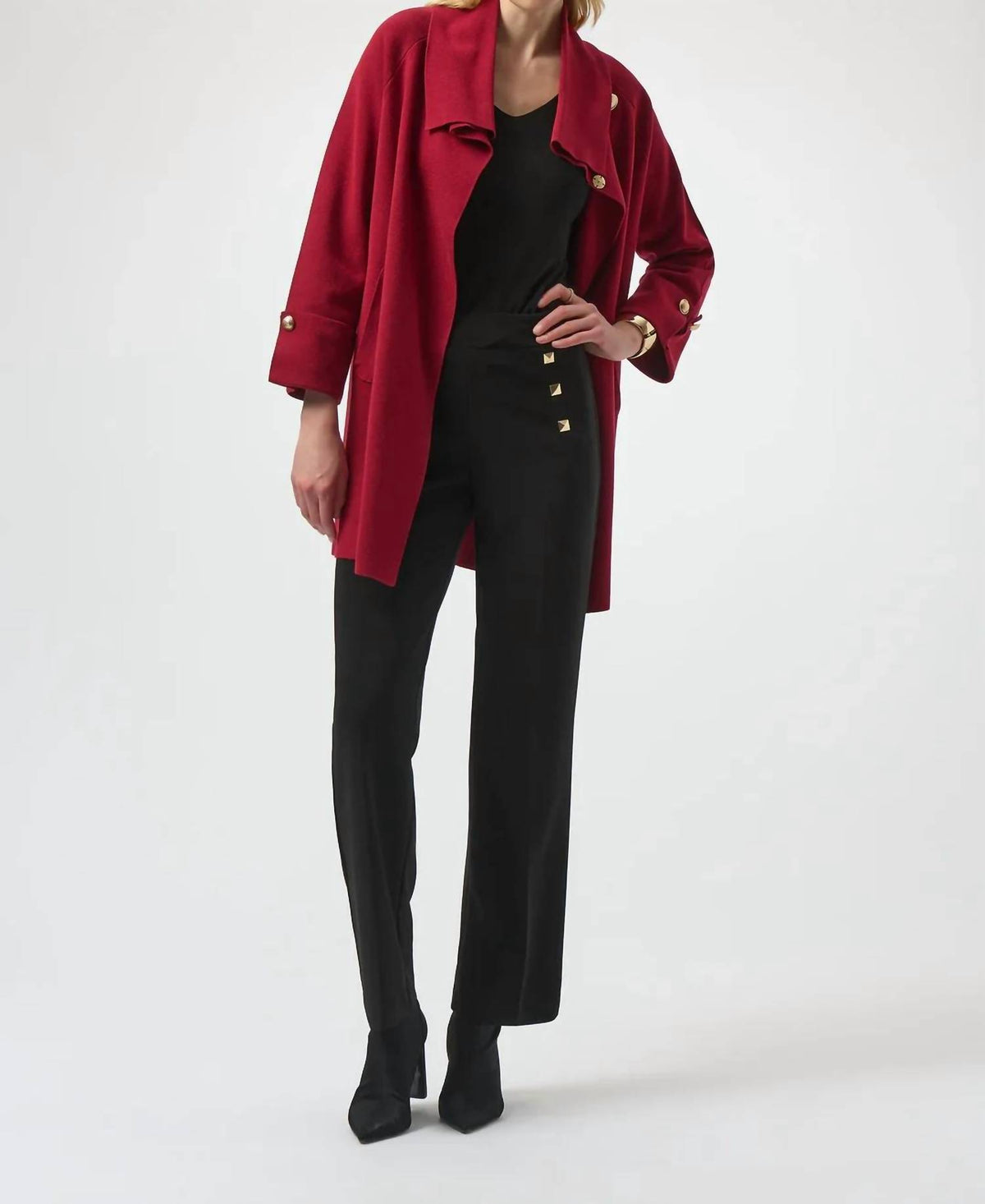 Joseph Ribkoff - Rivet Details Pull On Straight Pants