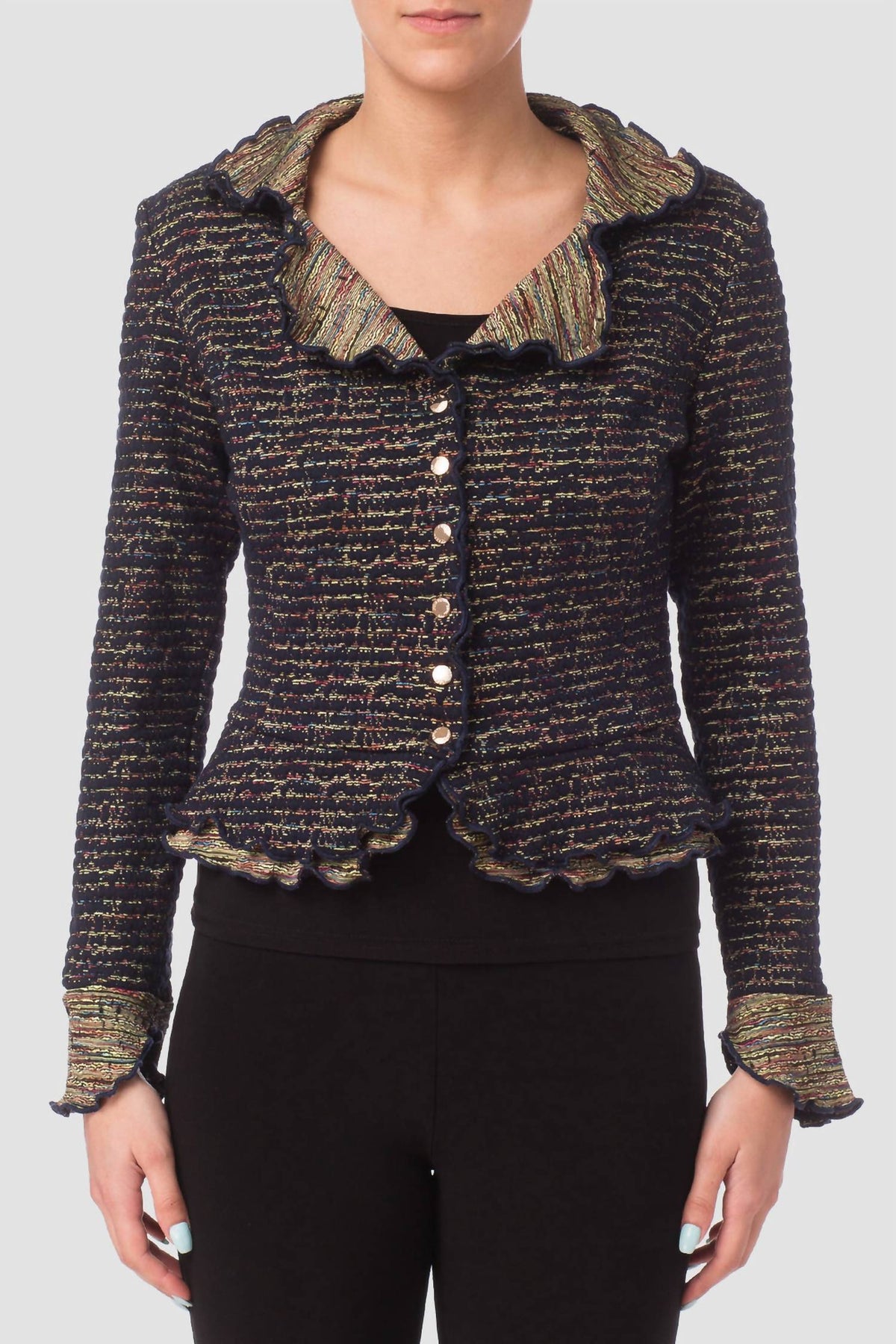 Joseph Ribkoff - Ruffle Lapel Snap Jacket