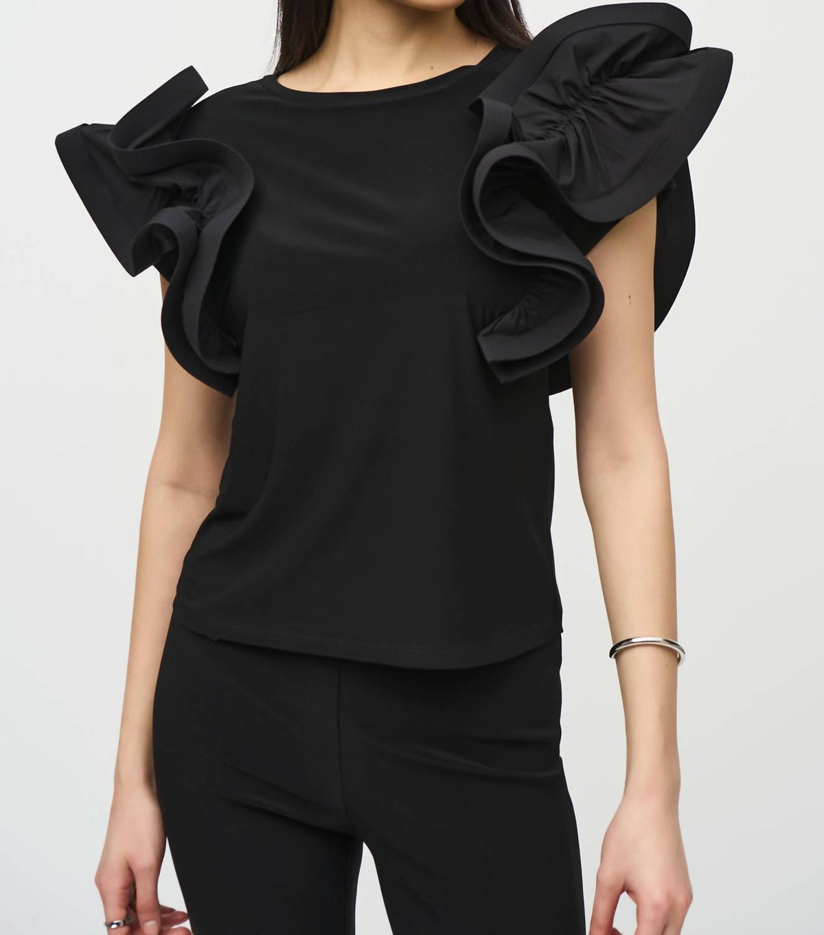 Joseph Ribkoff - Ruffled Crew Neck Top