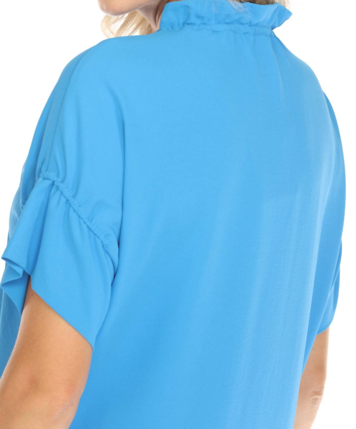 Joseph Ribkoff - Ruffled V - neck Shift Dress - blue - clothing - dresses