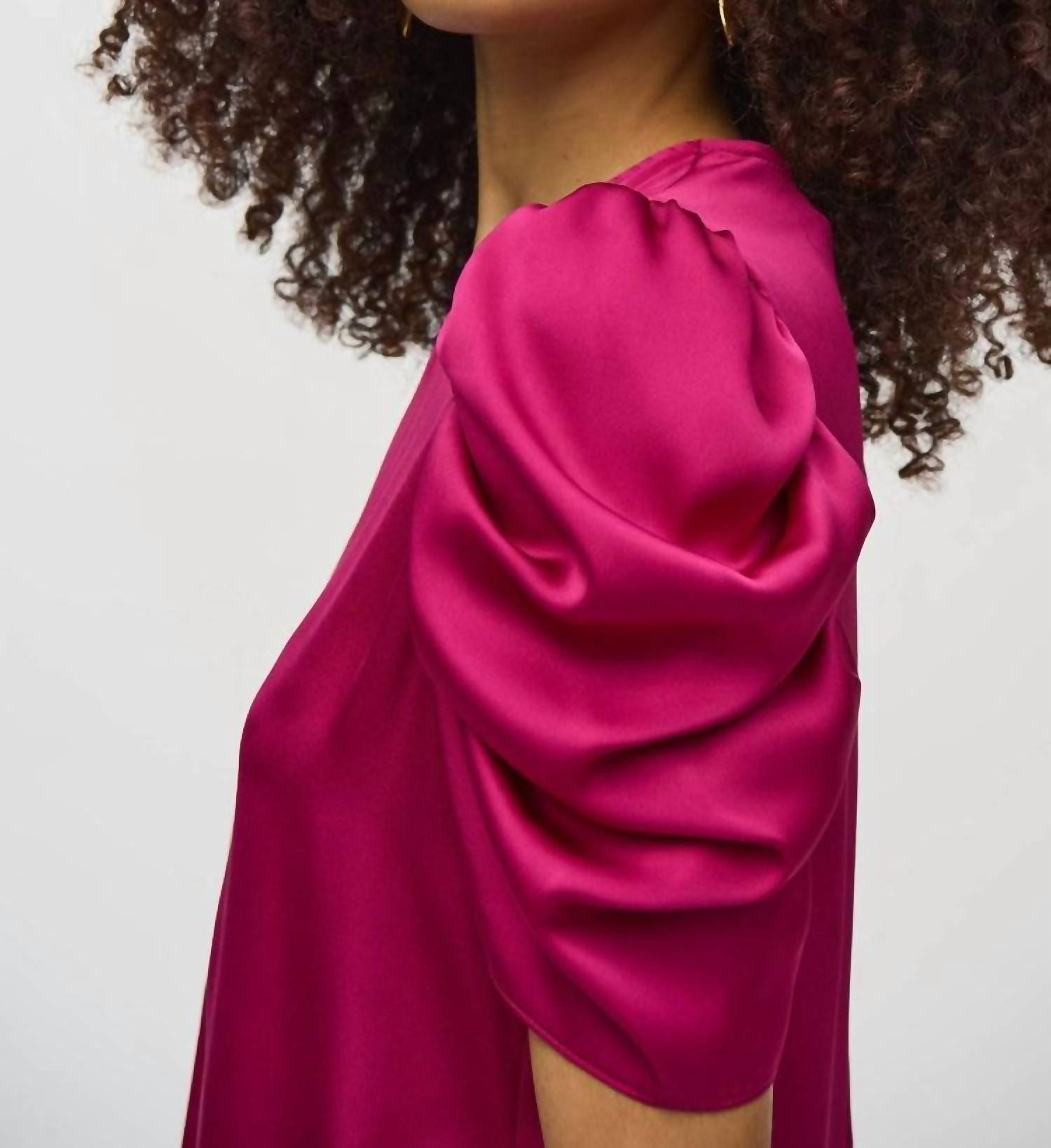 Joseph Ribkoff - Satin Top With Shirred Sleeves - blouses - clothing - pink
