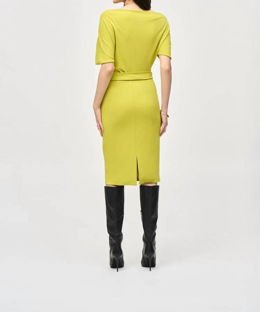 Joseph Ribkoff - Scuba Crepe Belted Dress - asymmetrical - clothing - dresses