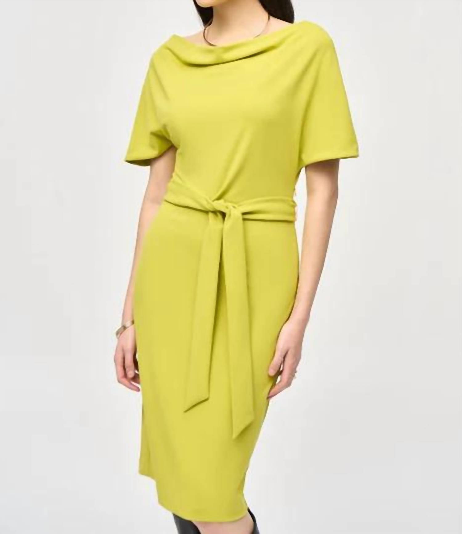 Joseph Ribkoff - Scuba Crepe Belted Dress - asymmetrical - clothing - dresses