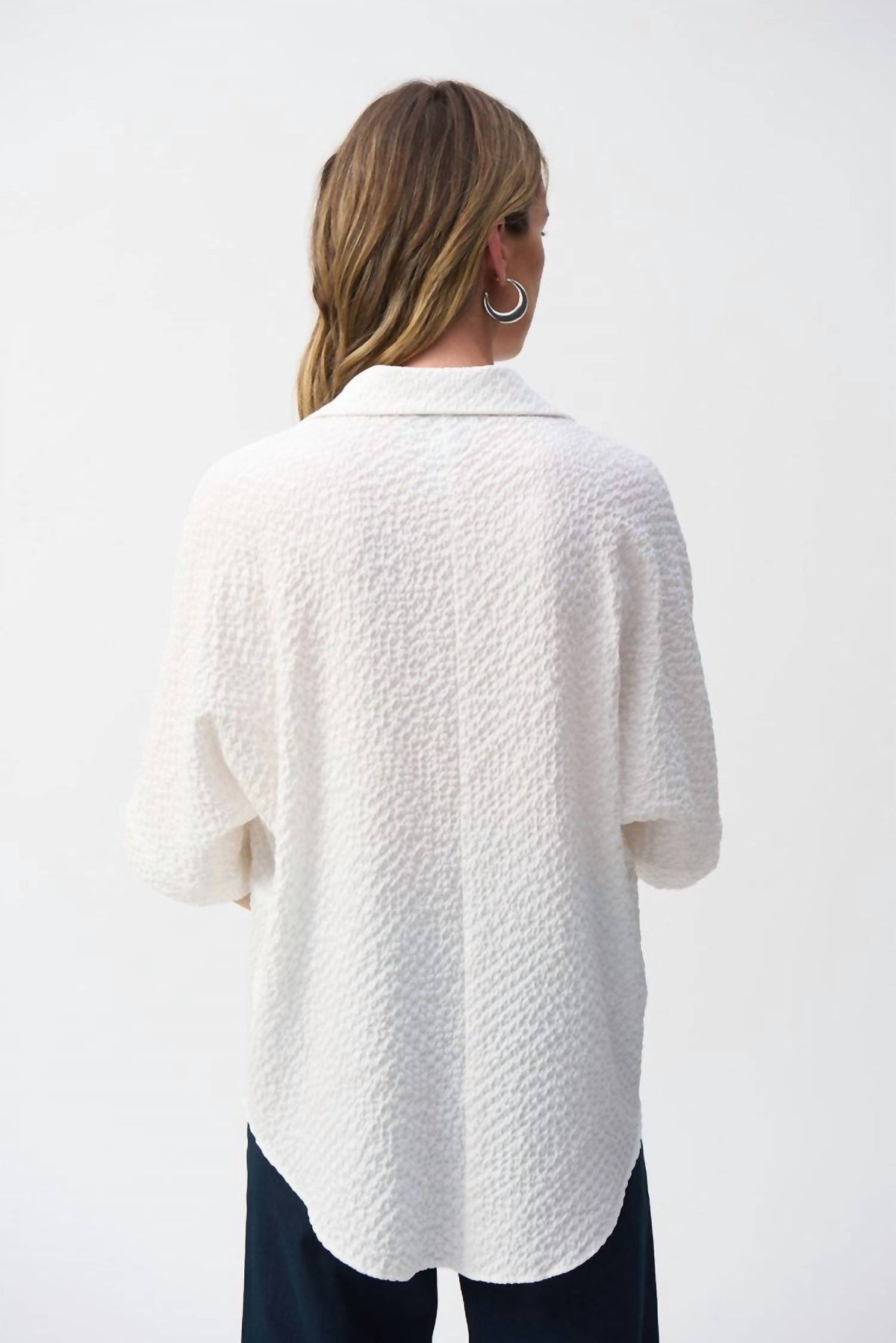 Joseph Ribkoff - Seersucker Boxy High-Low Top