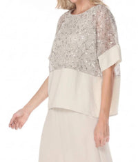 Joseph Ribkoff - Sequined Mesh Short Sleeve Top
