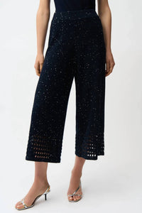 Joseph Ribkoff - Sequined Open Knit Pull-on Culotte Pants