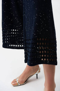 Joseph Ribkoff - Sequined Open Knit Pull-on Culotte Pants