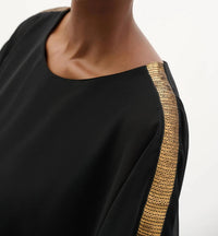 Joseph Ribkoff - Sequined Shoulders Chiffon Poncho Top