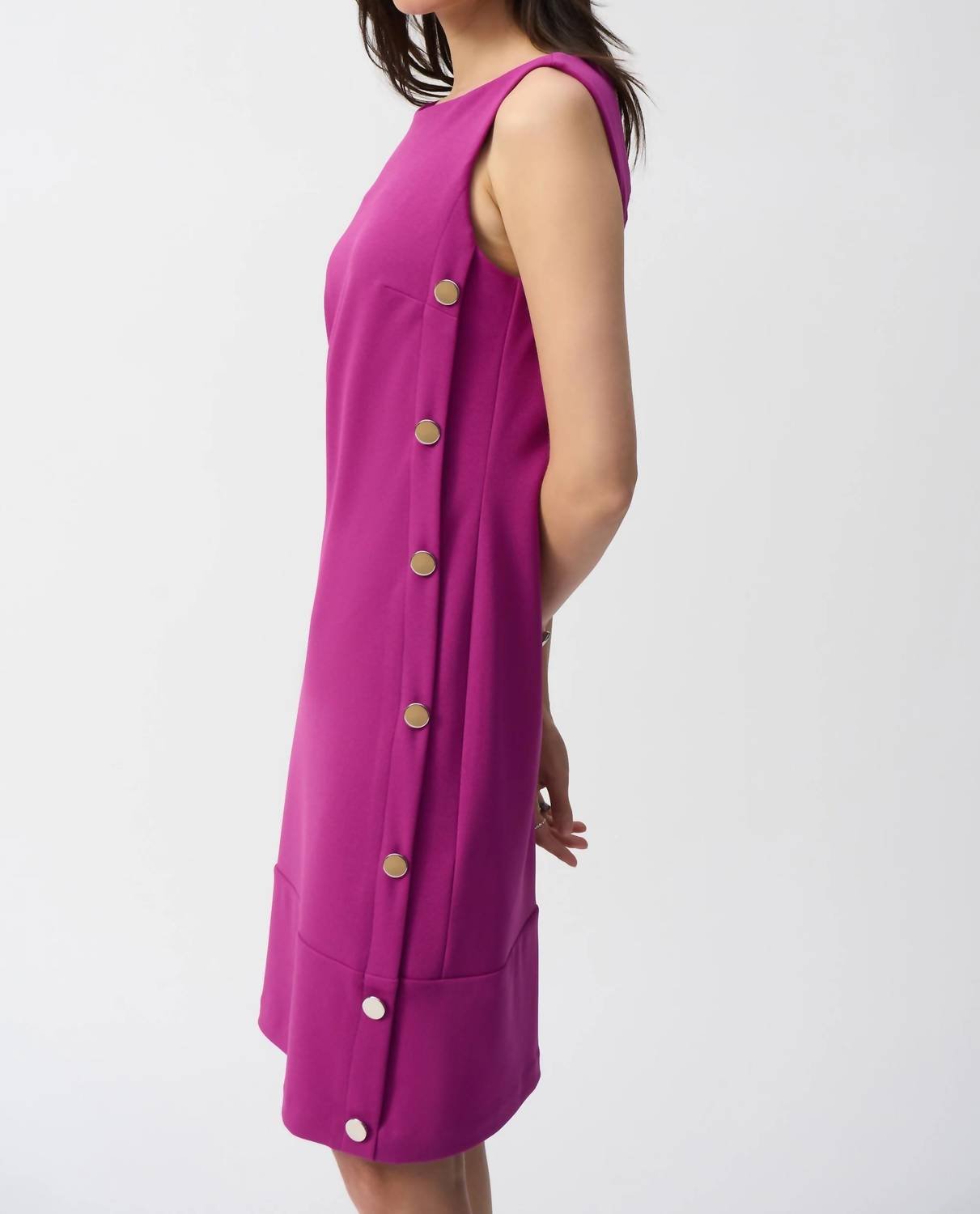 Joseph Ribkoff - Side Buttons Accent Sheath Dress - clothing - dresses - midi