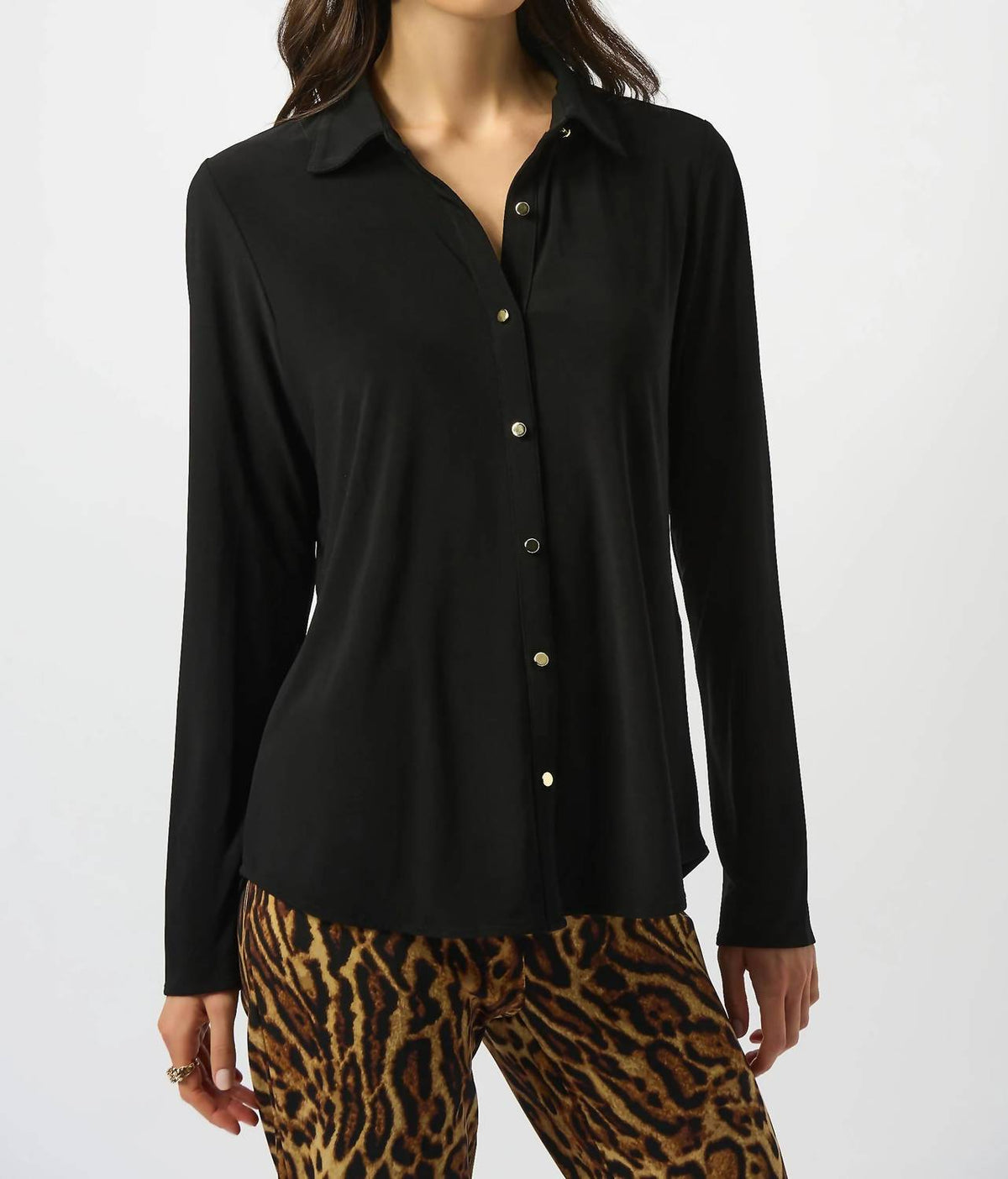 Joseph Ribkoff - Silky Knit Button Front Long Sleeve Top