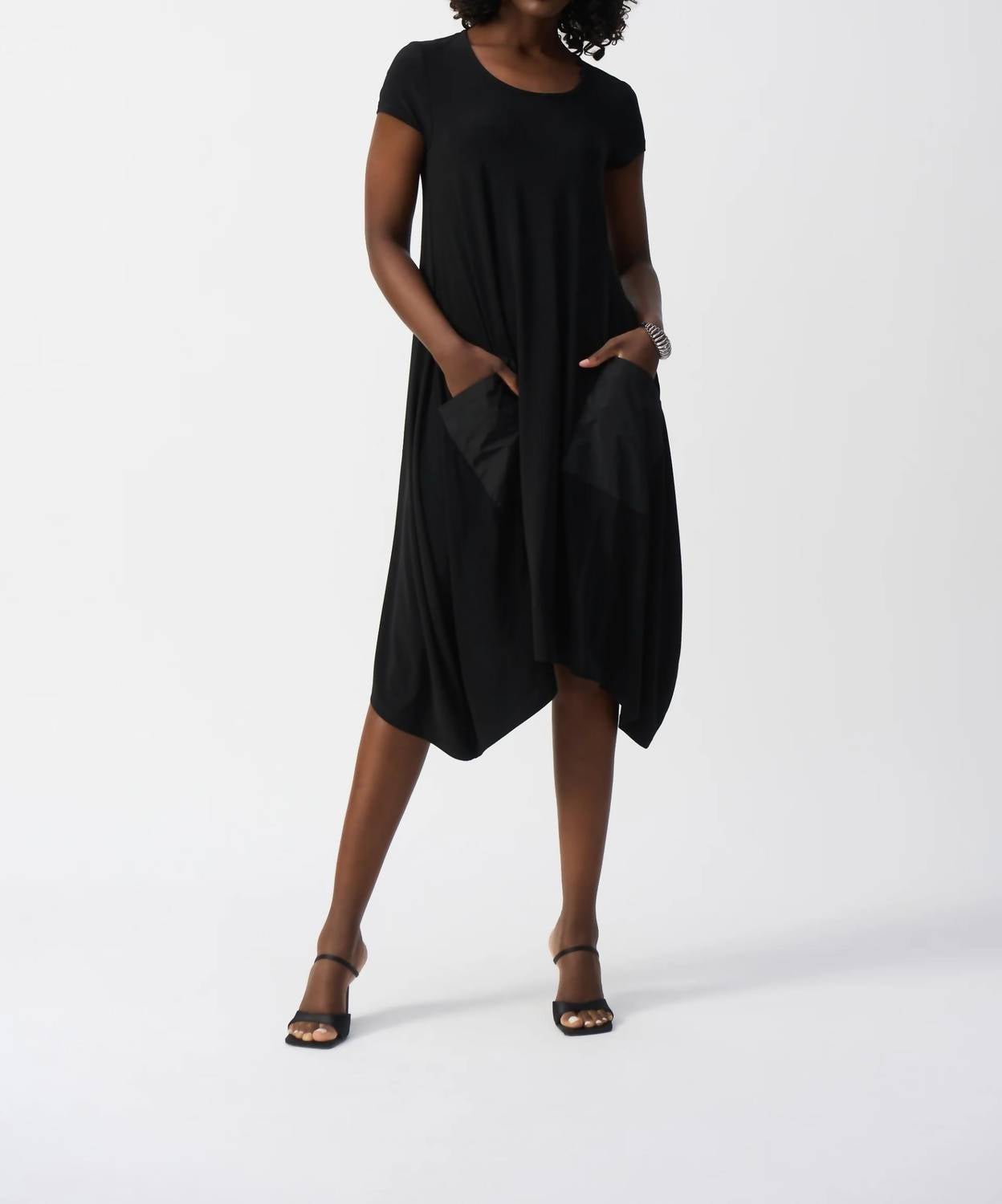 Joseph Ribkoff - Silky Knit Midi Cocoon Dress - black - clothing - dresses