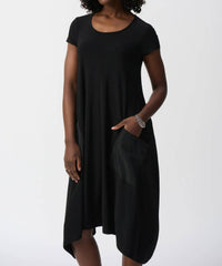 Joseph Ribkoff - Silky Knit Midi Cocoon Dress - black - clothing - dresses