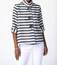 Joseph Ribkoff - Square Button Striped Jacket