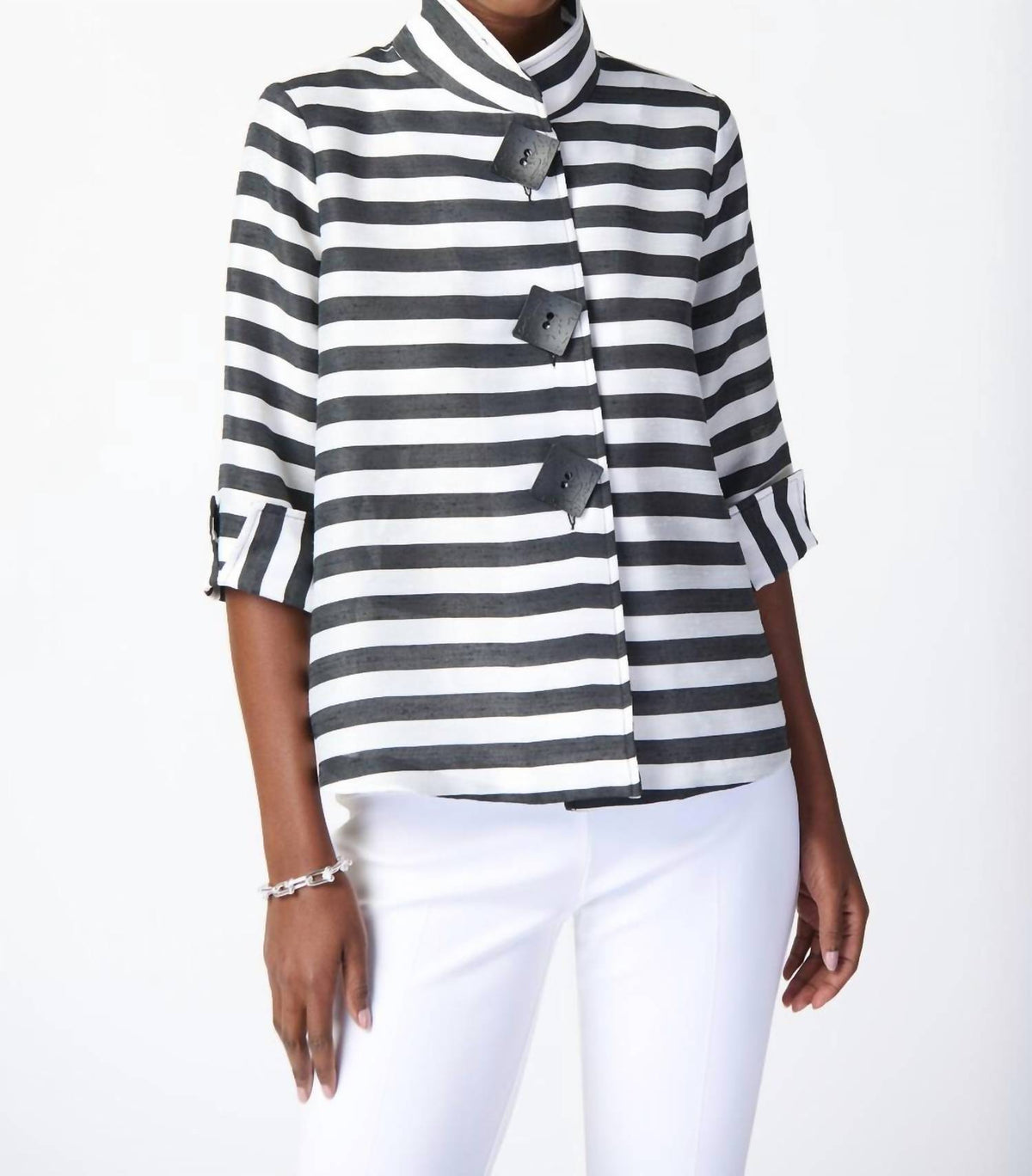 Joseph Ribkoff - Square Button Striped Jacket