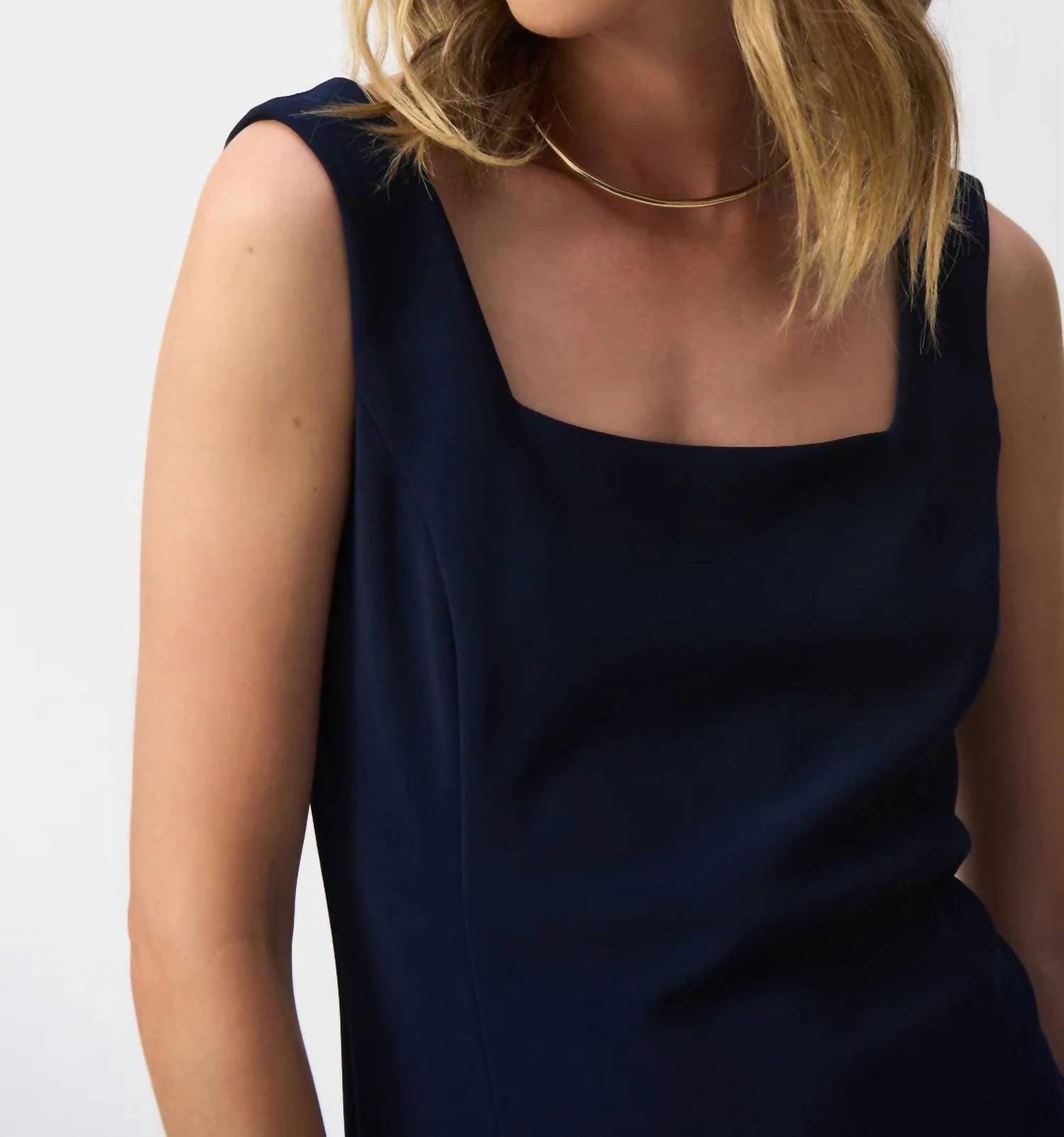 Joseph Ribkoff - Square Neck Sleeveless Sheath Dress - blue - clothing - dresses