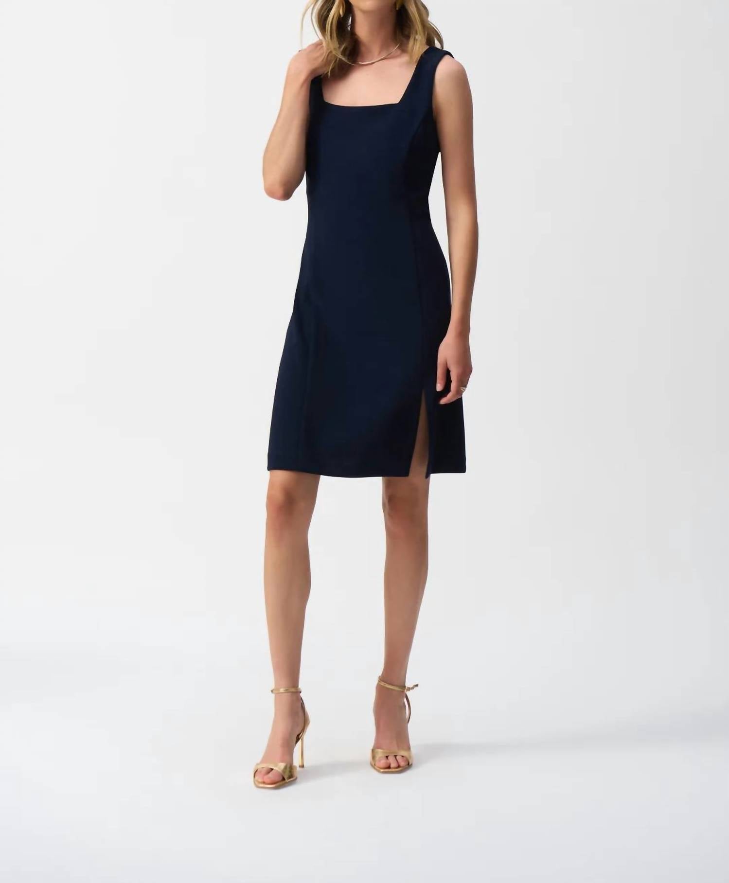Joseph Ribkoff - Square Neck Sleeveless Sheath Dress - blue - clothing - dresses