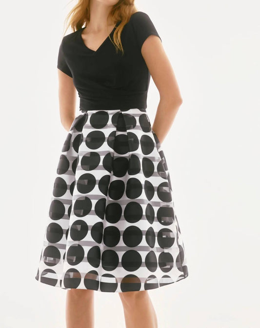 Joseph Ribkoff - Stripe Polka Dot Fit And Flare Dress - black - clothing - dresses