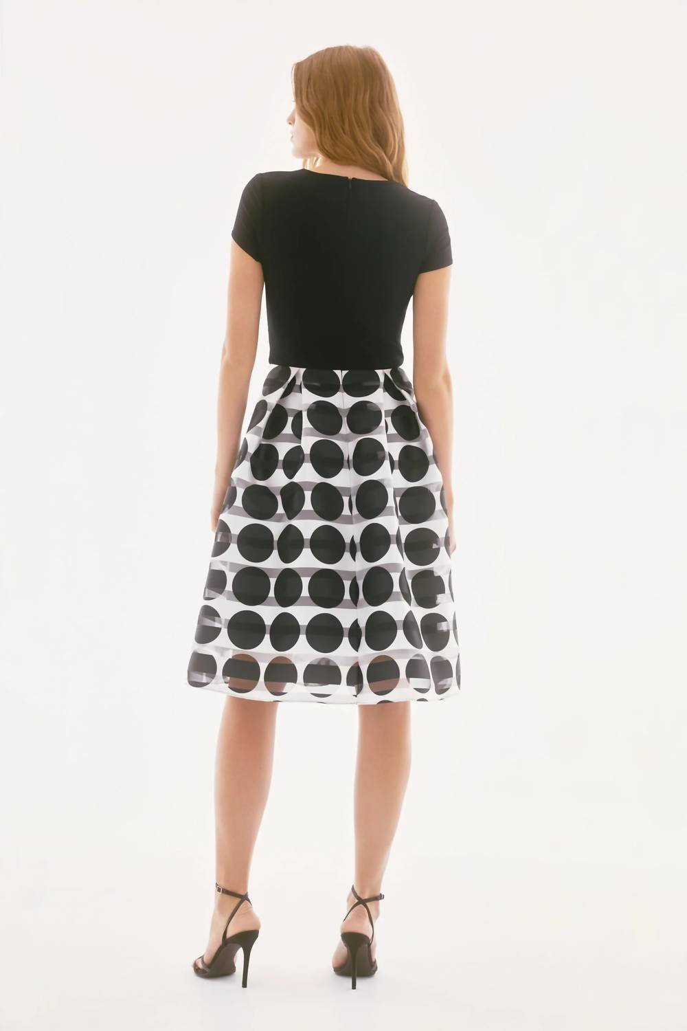Joseph Ribkoff - Stripe Polka Dot Fit And Flare Dress - black - clothing - dresses