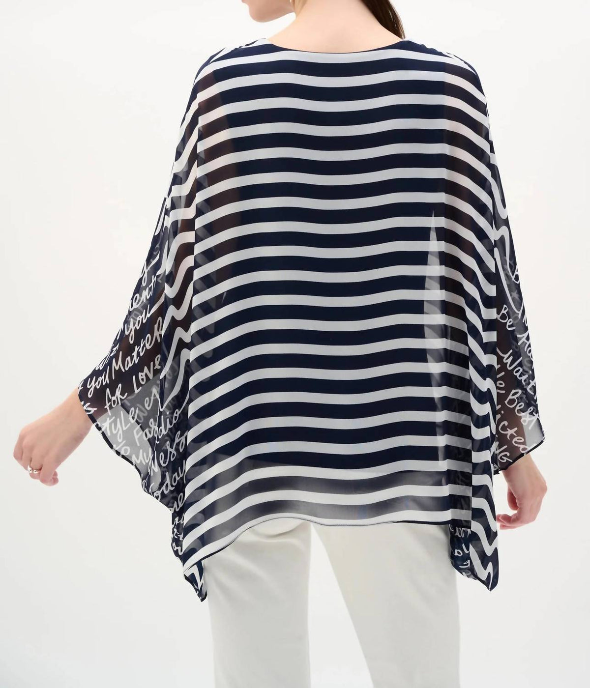 Joseph Ribkoff - Striped Blouson Poncho Top