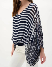 Joseph Ribkoff - Striped Blouson Poncho Top