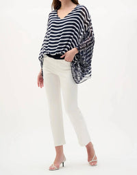 Joseph Ribkoff - Striped Blouson Poncho Top