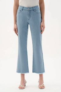 Joseph Ribkoff - Striped Flared Crop Denim Jeans