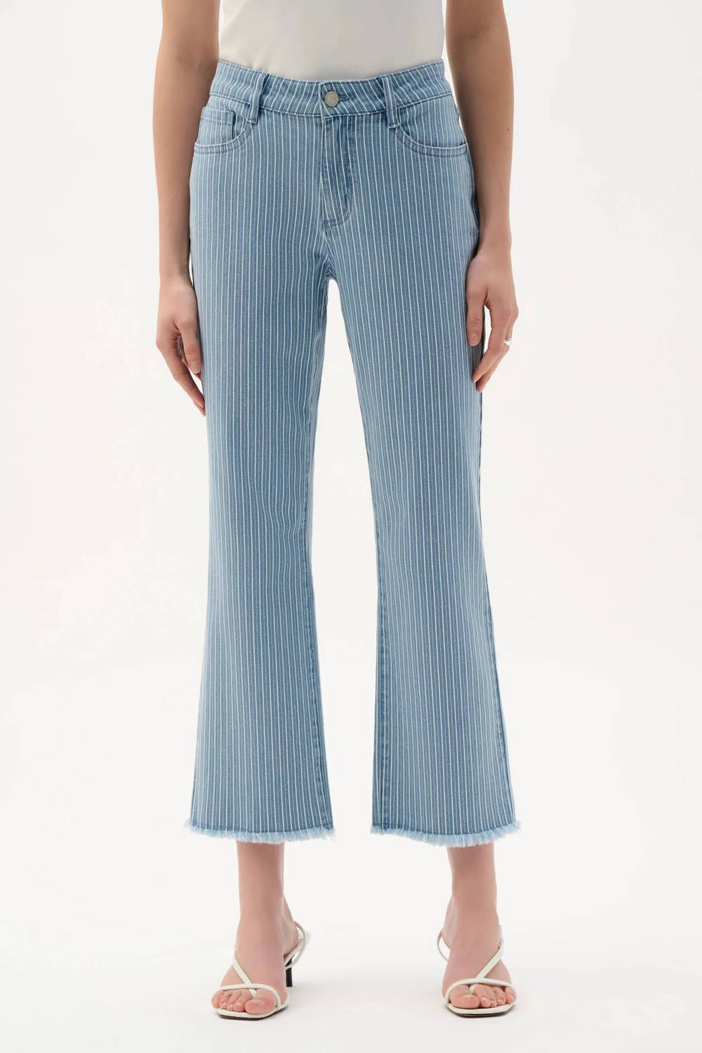 Joseph Ribkoff - Striped Flared Crop Denim Jeans