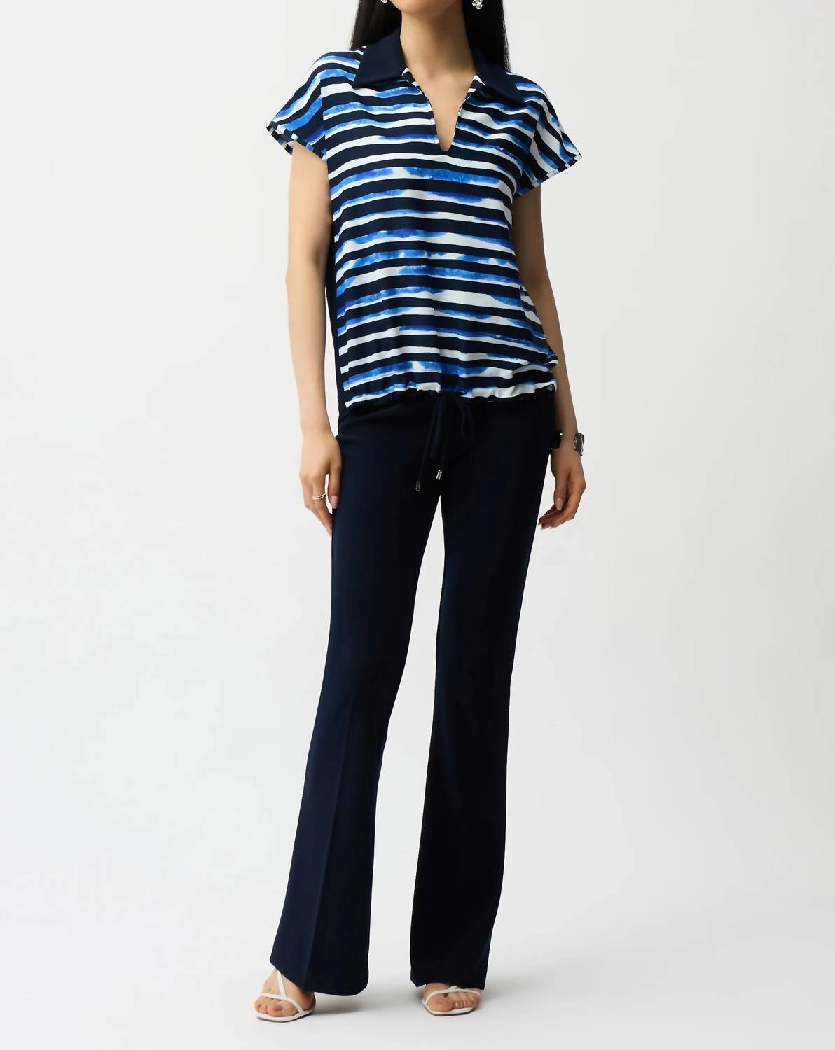 Joseph Ribkoff - Striped Short Sleeve Cocoon Top