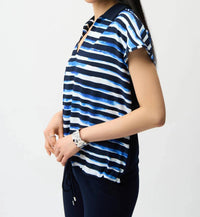 Joseph Ribkoff - Striped Short Sleeve Cocoon Top
