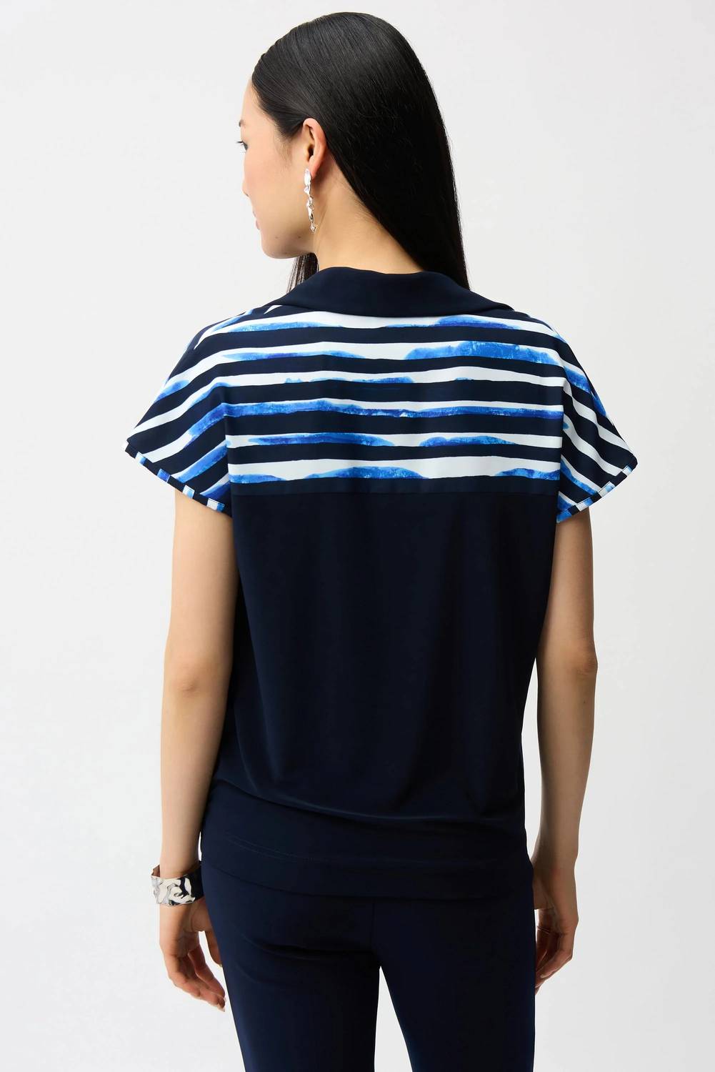Joseph Ribkoff - Striped Short Sleeve Cocoon Top