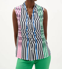 Joseph Ribkoff - Striped V-neck Sleeveless Blouse